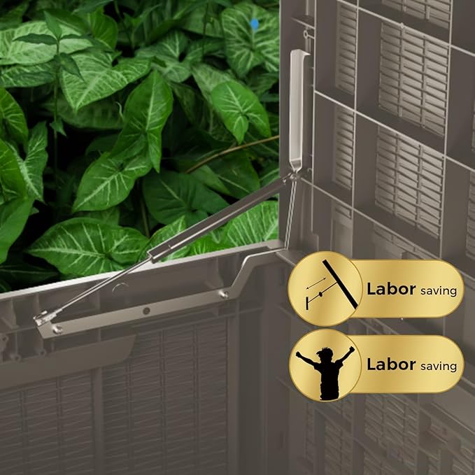100 Gallon Lockable Resin Outdoor Storage Box, Waterproof & Weather Resistant Deck Box for Patio Cushion, Garden Tools & Pool Accessories, Grey