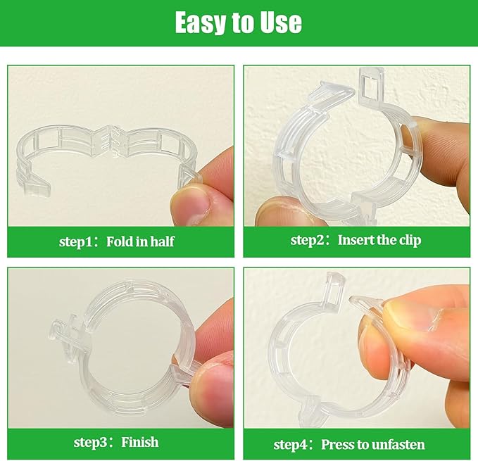 YFANITI 300 PCS White Plant Fixing Clips,Plant Support Clips, Tomato Clips, Plastic Trellis Clips,Garden Clip for Fixing Stem and Vine