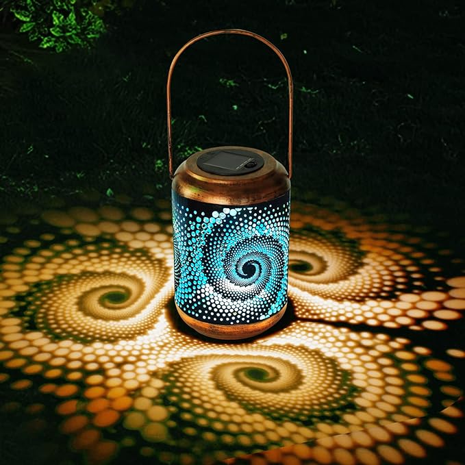 Solar Lanterns Outdoor Hanging Lantern Metal Waterproof LED Lantern with Solar Powered Garden Patio Decorations Decor with Handle Christmas Gift Idea