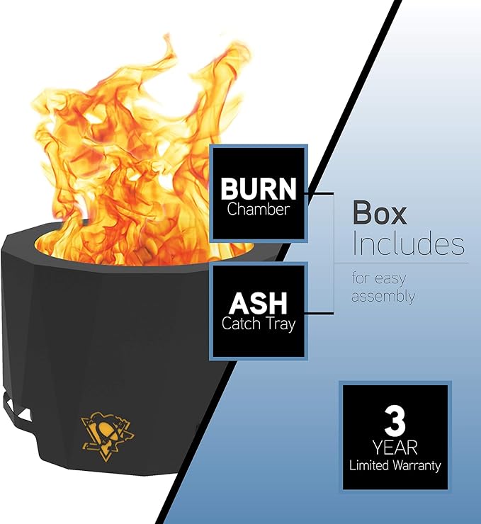 Blue Sky Outdoor Living NHL New York Rangers 24” Steel Peak Patio Smokeless Fire Pit, Firewood and/or Wood Pellet Burning