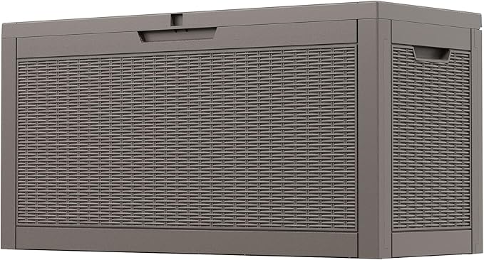 NBYSGO Outdoor Storage Box, Resin Deck Boxes Indoor and outdoor, Waterproof Storage Box Lockable Lid (Grey,60 Gallon)