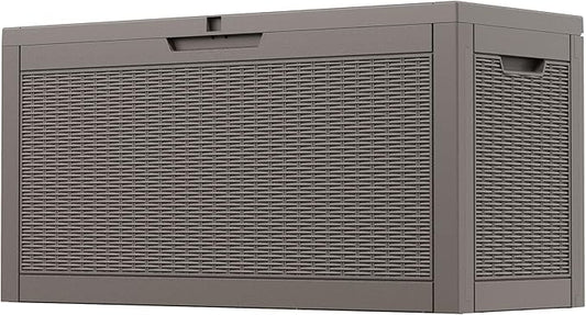 NBYSGO Outdoor Storage Box, Resin Deck Boxes Indoor and outdoor, Waterproof Storage Box Lockable Lid (Grey,60 Gallon)