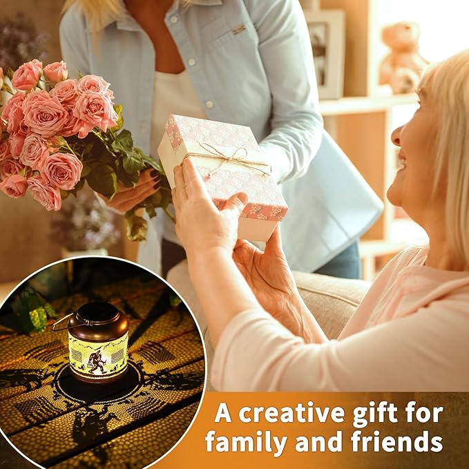 Bigfoot Solar Lanterns Outdoor Waterproof Hanging Solar Lights Big Foot Sasquatch Birthday Gifts for Women Men Metal Decoratives LED Lantern for Patio, Backyard, Porch, Yard, Lawn, Garden Decor