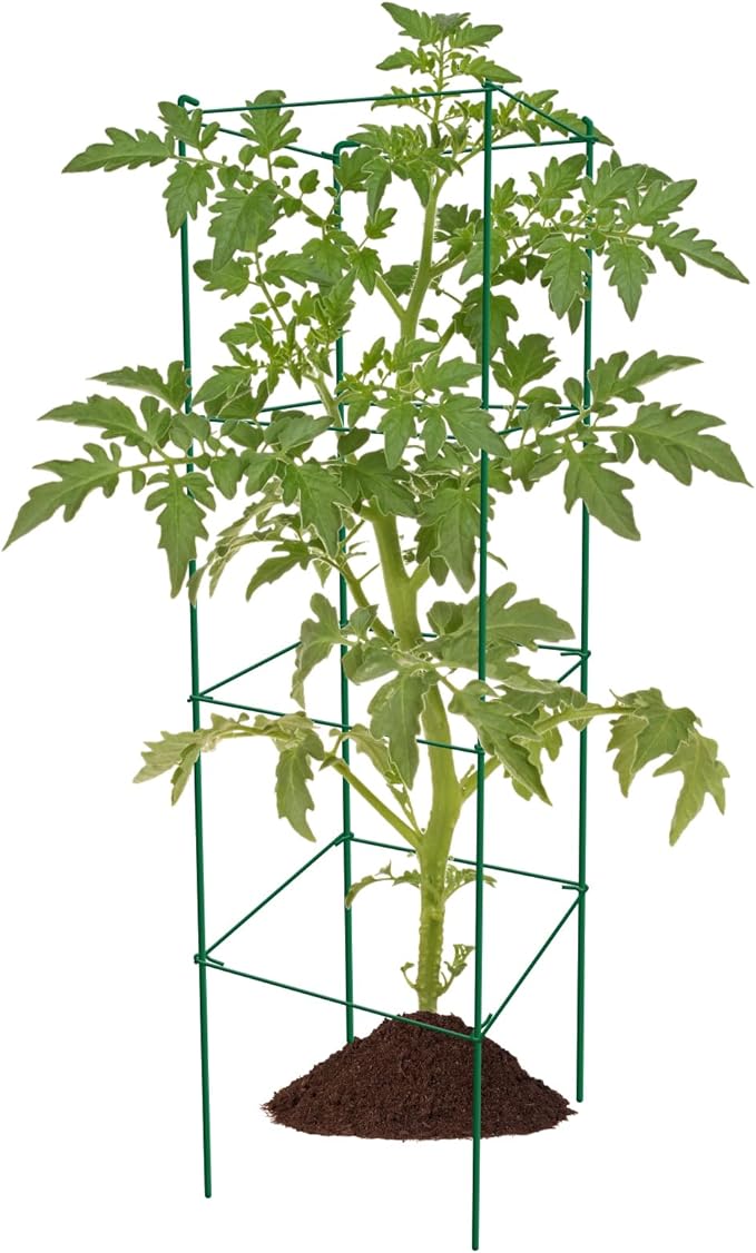 Tomato Cages 6 Packs 46 Inches (H) Plant Stand with 164 Feet Twist Ties, Heavy Duty Garden Plants Support for Tomatoes, Cucumber, and Other Climbing Plants (Green)