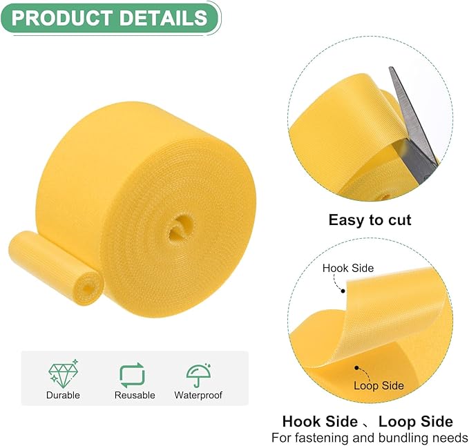 1-Roll Garden Plant Tape, 16 ft x 2 in Garden Hook and Loop Plant Ties Multi-Purpose Use Adjustable and Reusable Twist Wire Tape for Plants/Flowers/Vines [Yellow]