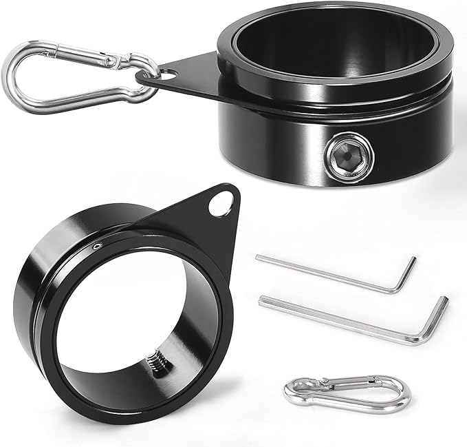 Anovo Flag Pole Rings, Flagpole Rings Aluminum Alloy 360° Rotating Anti Wrap Flag Mounting Spinning Ring Clips for 1.75-2.02 Inch Diameter Flagpole (2 Inch -Pack of 2, Black)