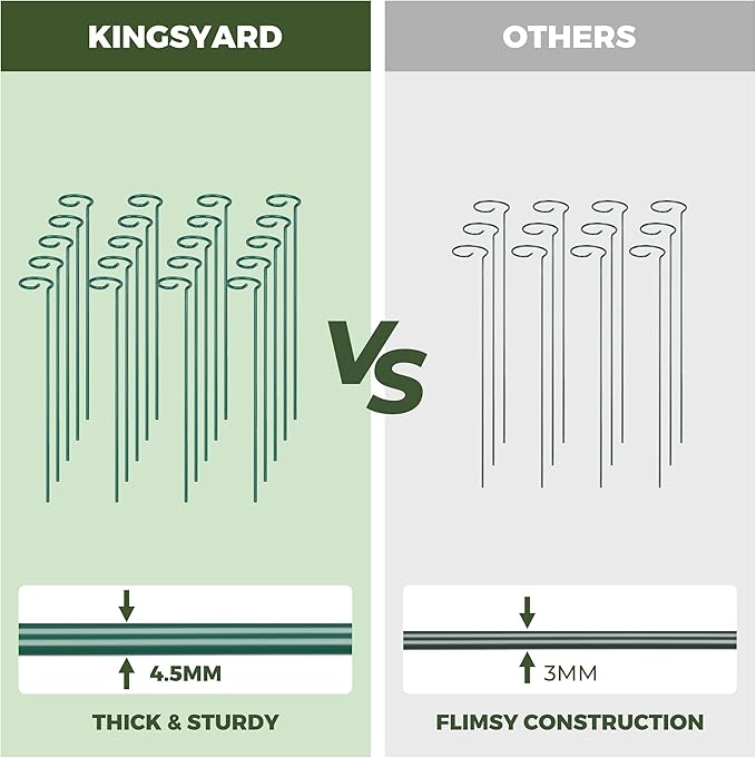 Kingsyard 10 Pack Plant Support Stakes - 4.5mm Thick Adjustable Sizes 16 or 32 Inch, Metal Plant Stakes for Indoor Plants or Outdoor Plants, for Garden Flowers Tomatoes Monstera