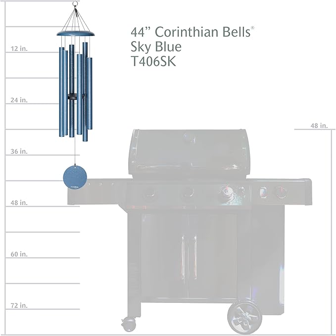 Corinthian Bells by Wind River – 44 inch Sky Blue Wind Chime for Patio, Backyard, Garden, and Outdoor Decor (Aluminum Chime) Made in The USA