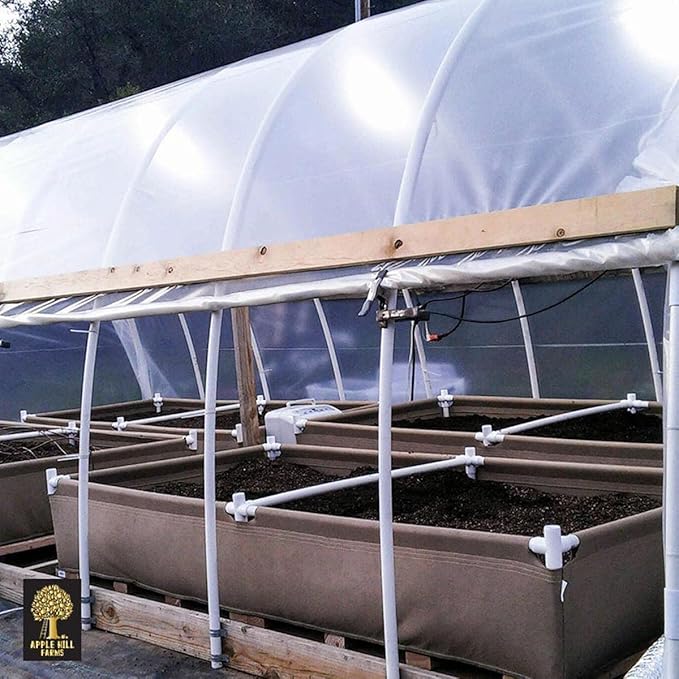 Grassroots Fabric Pots 4' x 4' Living Soil Raised Bed with Double Trellis Fittings