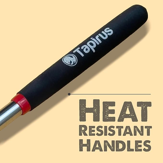 Tapirus Marshmallow Roasting Sticks | Set of 4 Extra Long Retractable Campfire Sticks | Protect Kids with Insulated Handles | Extendable Smore & Hot Dog Skewers | Heavy Duty Metal Camping Accessory