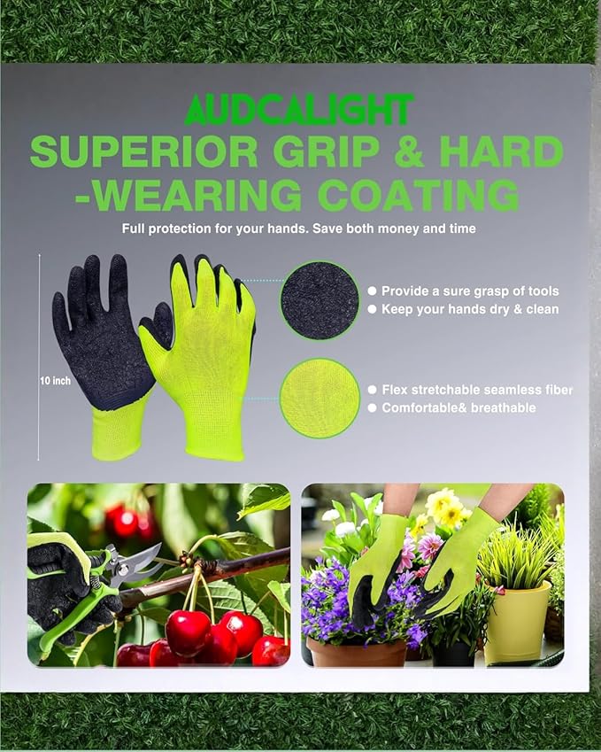 AUDCALIGHT 4-Pack Bypass Pruning Shears, Titanium Steel Blade,With Gardening Gloves,Shears Stainless, Ergonomic Hand Pruning Shears for Trees, Plants (Shears Gardening Tool Kit)