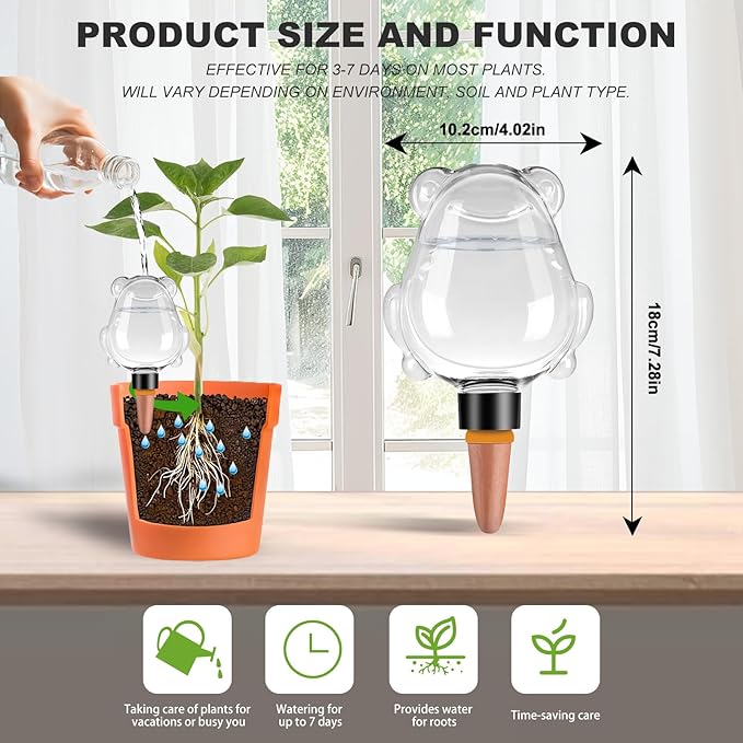 3Pcs Frog Plant Self Watering Globes for Indoor and Outdoor Plastic Water Bulbs Top Fill Plant Watering Globes Slow Release Terracotta Plant Watering Devices System for Plants, Clear