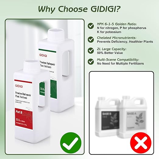 Hydroponic Nutrient Solution | Professional Base A & B Liquid Hydroponic Fertilizer for Indoor and Outdoor Plant | Supports Healthy Vegetative Growth and Flowering Stage | 75.5 oz(2 L) Set