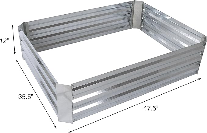 Pure Garden Galvanized Raised Garden Bed - 14.25” L x 13.5” W x 5.5” H Raised Garden Beds Outdoor Square Planter Box Kit for Flowers, Vegetables, Fruits or Herbs - Raised Bed Garden Planters
