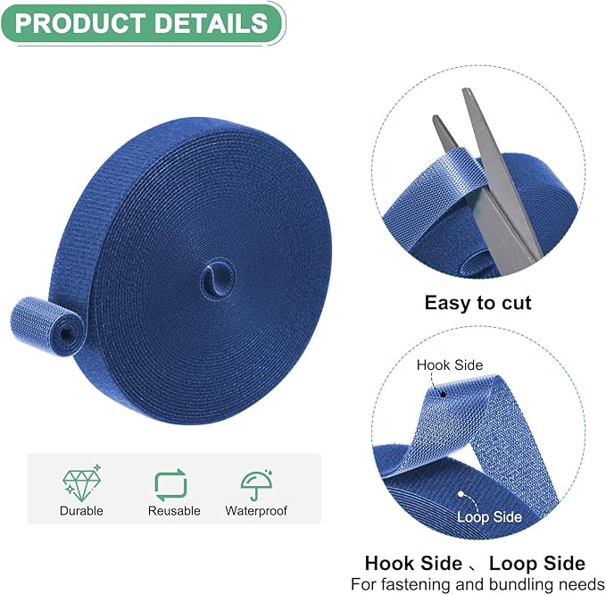 1-Roll Garden Plant Tape, 33 ft x 0.6 in Garden Hook and Loop Plant Ties Multi-Purpose Use Adjustable and Reusable Twist Wire Tape for Plants/Flowers/Vines [Blue]
