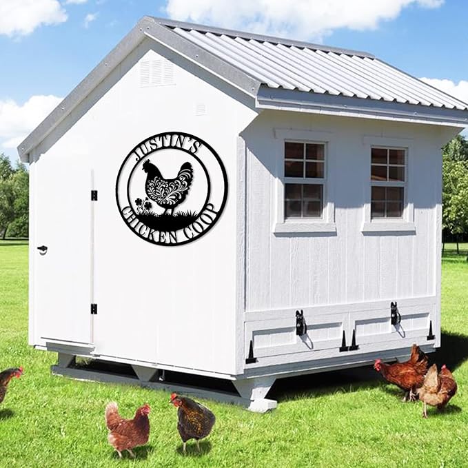 Personalized Chicken Coop Sign Custom Hen House Metal Wall Decor Farm Name and Date Plaque Outdoor Yard Garden Art for Farmers Coop Entrance Ornament
