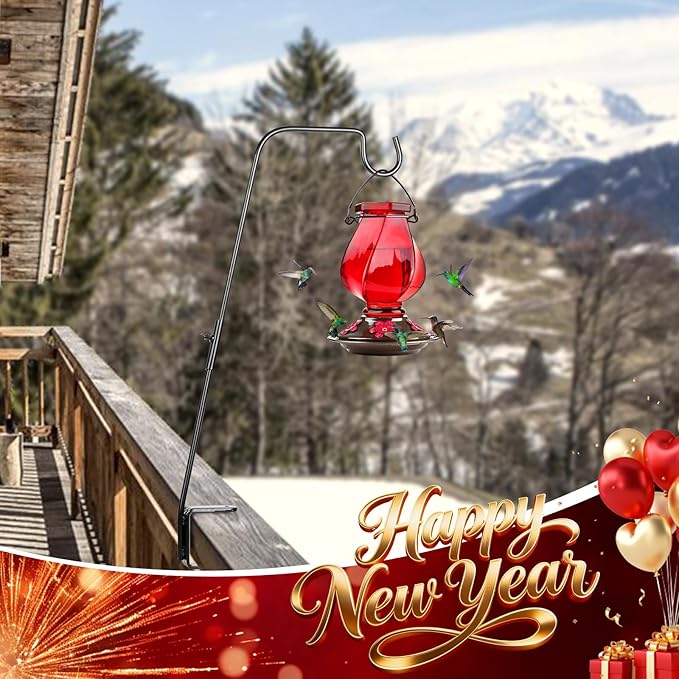 BOLITE Deck Hook, 28 Inch Bird Feeder Hanger for Hummingbird Feeders, Planters, Lanterns, Wind Chimes, Holiday Decorations and More, Heavy Duty, Birthday Gifts for Women Men, Gifts for Mom Dad