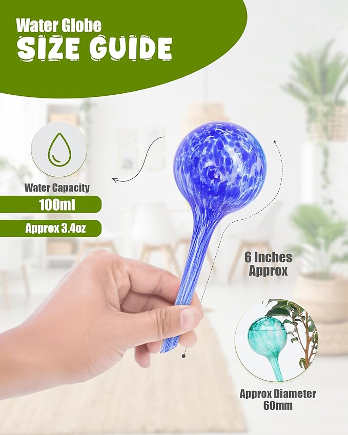 Iridescent Self Watering Globes, Glass Rainbow Plant Watering Globes, Self Watering Planter Insert, Automatic Plant Waterer Indoor (Small-4 Pcs Multi-Color)