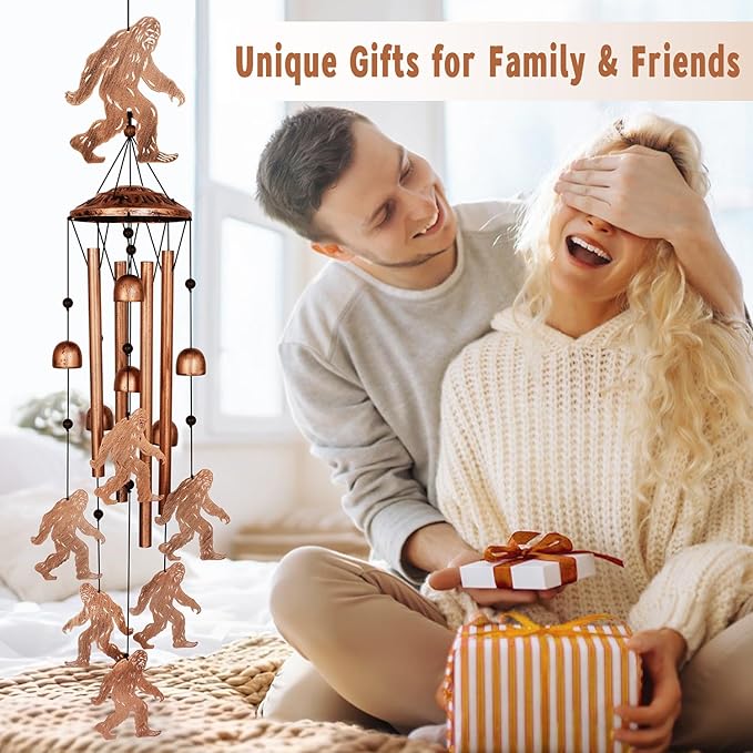 Bigfoot Wind Chimes for Outside, Metal Windchimes Outdoors, Bigfoot Gifts for Women/Men, Memorial/Birthday Gifts, Garden Decor for Outside, Patio or Yard, Durable Chimes for Outdoors