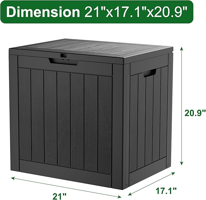 NBYSGO Outdoor Storage Box, Resin Deck Boxes Indoor and outdoor, Waterproof Storage Box Lockable Lid (Black,32 Gallon)