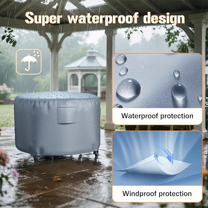 Chinchilla Heavy Duty 44 Inch Round Fire Pit Cover - 100% Waterproof & Weatherproof, Durable All-Season Protection for 41/42/43/44 Inch Propane Fire Pits and Tables