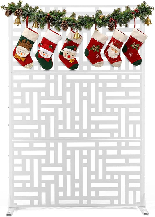 Outdoor Privacy Screen,72" H×47" W Metal Privacy Screen, Freestanding Privacy Fence Panels for Patio