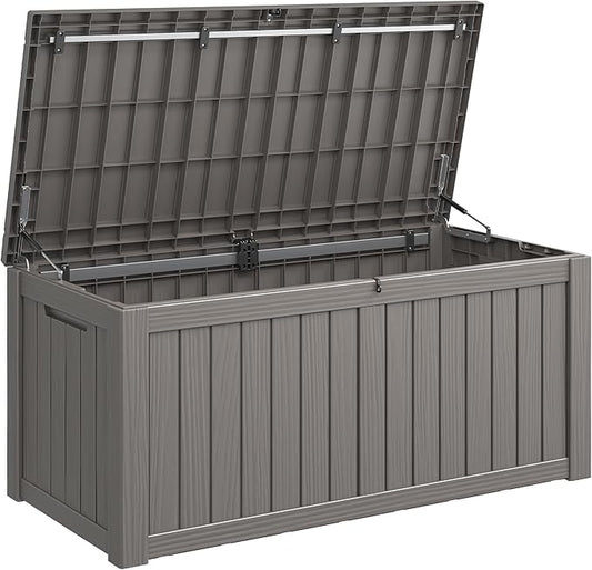 NBYSGO Outdoor Storage Box, Resin Deck Boxes Indoor and outdoor, Waterproof Storage Box Lockable Lid (Grey,150 Gallon)
