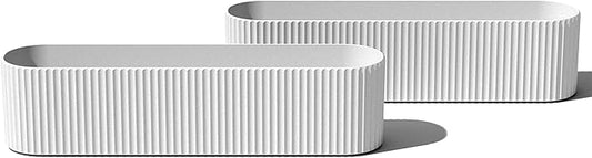 Veradek Demi Series Window Box Planter - Long Planter Box for Windowsill/Balcony | Durable Plastic-Stone Composite Material | Modern Décor for Flowers/Herbs