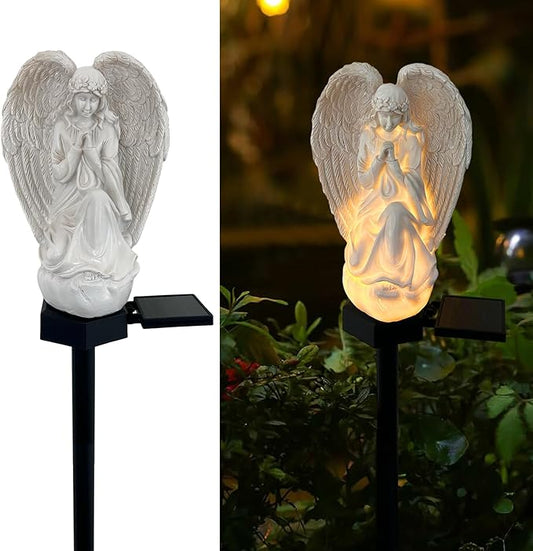 Solar Garden Angel Lights, Waterproof Outdoor Garden Angels Statue Decorations Angel Solar Lights for Cemetery Gravesite Grave Outside Yard Patio Lawn Porch
