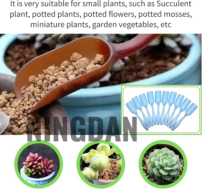 10Pcs NINGDAN Mini Shovel,Plastic Mini Gardening Shovel Spoons Soil Scoops,Cultivation Digging Transplanting Tools for Succulents Potted Flowers,Milk Powder/Coffee Beans Scoops (All Light Blue)
