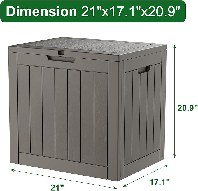 NBYSGO Outdoor Storage Box, Resin Deck Boxes Indoor and outdoor, Waterproof Storage Box Lockable Lid (Grey,31 Gallon)