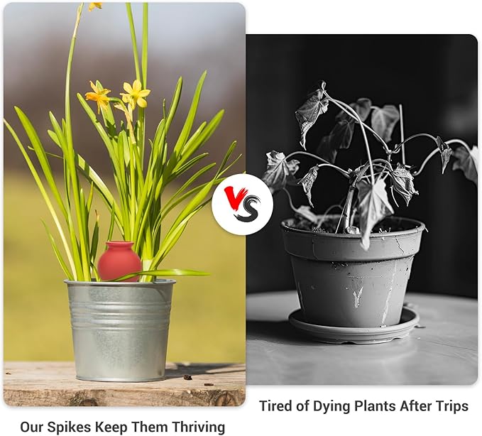 Terracotta Watering Spikes Set -Self Watering Planter Insert with 4 Pcs Automatic Plant Watering System for Indoor Potted Plants, Outdoor Garden, Vacation Plant Care Accessories