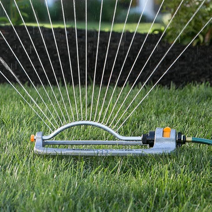 Melnor 65118-AMZ XT Metal Turbo Oscillating Sprinkler with QuickConnect Product Adapter Amazon Bundle, 4000 sq. ft. Coverage
