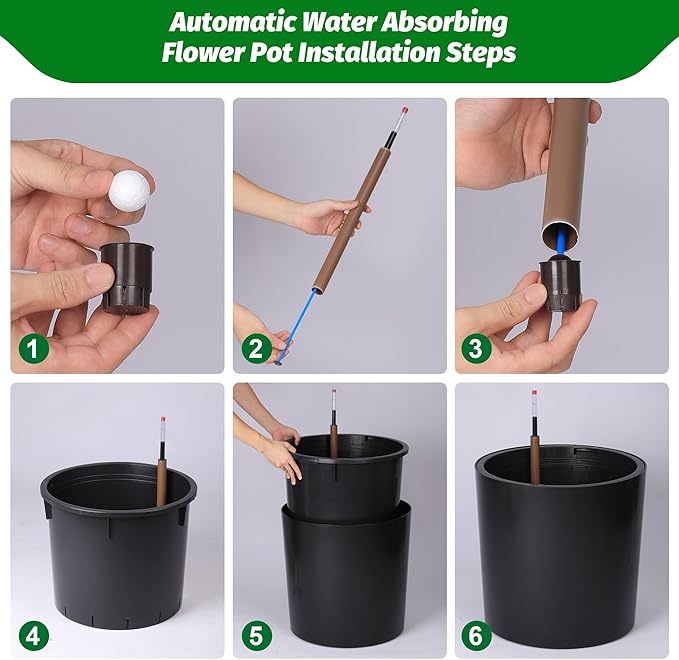 Set of 2 Tall Planters for Outdoor Plants, 20" Large Planter Pots with Drainage Holes & Water Level Monitor, Self-Watering Flower Pots for Patio, Porch, Garden, Front Door Decor, Indoor Outdoor