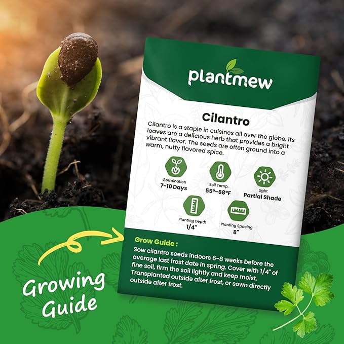 Cilantro Seeds for Planting - 100+ Heirloom, Non-GMO Seeds - Herb Seeds Packet for Plating Home Garden, Herb Garden - Indoor/Outdoor, Easy to Grow