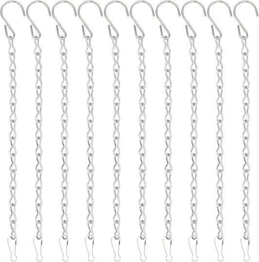 YINGFENG 10 Pack 9.5 Inch Silver Hanging Chains for Hanging Bird Feeders, Bird Houses, Planters, Baskets, Birdbaths, Lanterns, Wind Chimes, Billboards, Signs and Ornaments