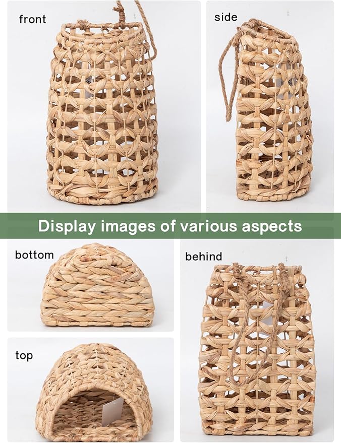 Woven Wall Hanging Basket, Handwoven Gourd Grass Wicker Wall Basket for Hanging Wall Basket & Door Basket, Boho Rustic Farmhouse Wall Decor, Decorative Tabletop Seagrass Basket