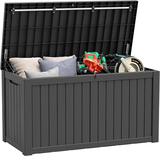 NBYSGO Outdoor Storage Box, Resin Deck Boxes Indoor and outdoor, Waterproof Storage Box Lockable Lid (Black,180 Gallon)