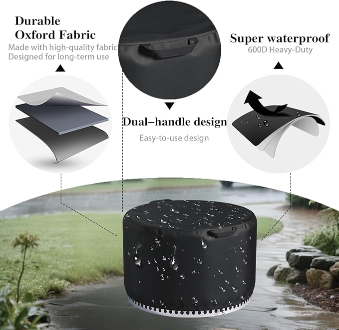 Chinchilla Fire Pit Cover for Solo Stove Bonfire 2.0 - Waterproof 600D Oxford Fabric Cover for 19.5 to 21 Inch Outdoor Fire Pits, All-Weather Protection with Drawstring & Heat-Resistant Handle