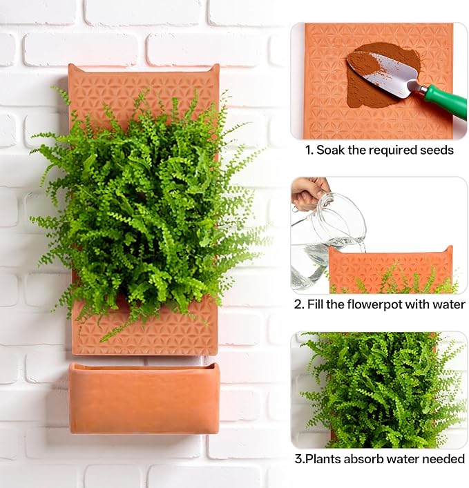 dadop Terracotta Self Watering Wall Pots for Indoor Plants, Hanging Planters for Indoor Plants Holder, Terra Cotta Pot Home Decor