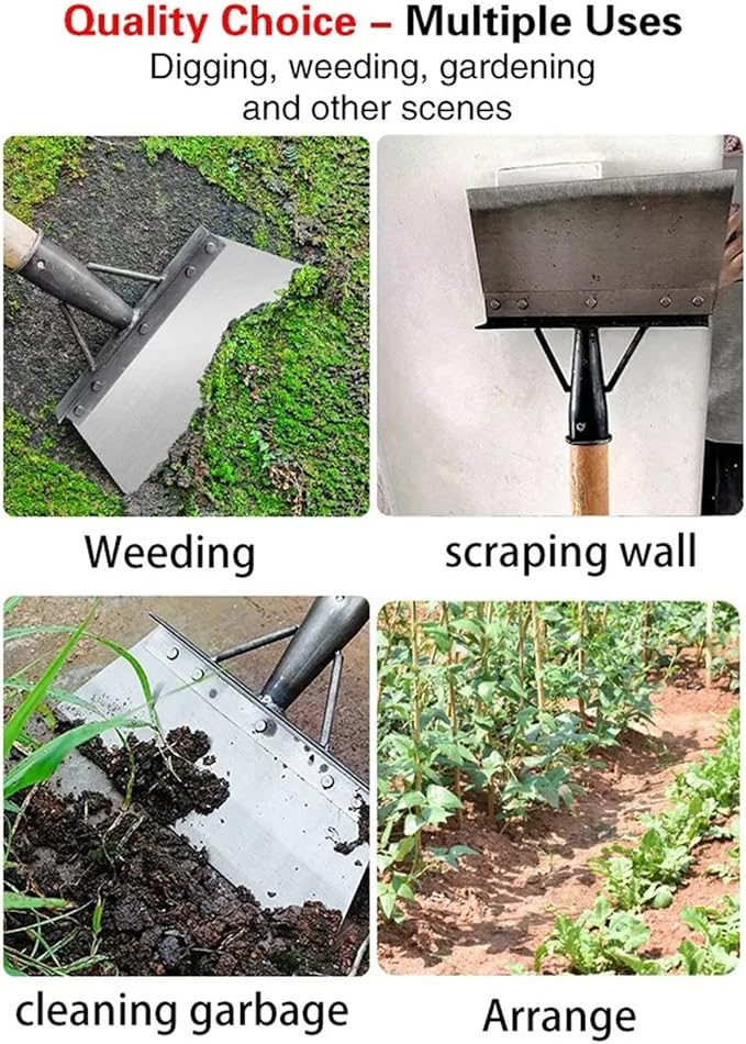Multifunctional Garden Tool, Square Spade - Manganese Steel Flat Shovel, 8-12" Heavy Duty for Digging, Lawn Edging, Weed Removal - Silver (27CM)