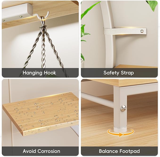 Plant Stand Indoor with Grow Lights - 7 Tiered Metal Corner Shelf for Multiple Plants, 63" Corner Plant Stand for Indoor Plants, X-Shaped Plant Rack for Home, Living Room, Office & Patio Decor