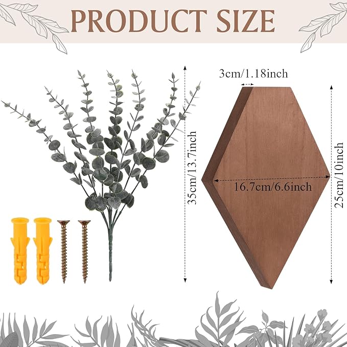 Chunful 2 Pcs Wooden Wall Planter Decor Hanging Faux Plants Greenery Flowers Holder Vase Boxes for Wall Bohemian Farmhouse Room Kitchen Office Indoor Decoration(Walnut Color,9.8 x 6.6 x 1.2 Inches)