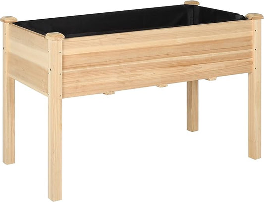 BlueWish 47"W x 23"D x 30"H Raised Garden Bed, Cedar Garden Bed with Detachable Black Liner, Drainage Holes, Raised Garden Beds Outdoor 220 lbs Capacity, Raised Beds for Gardening, Vegetable, Flower