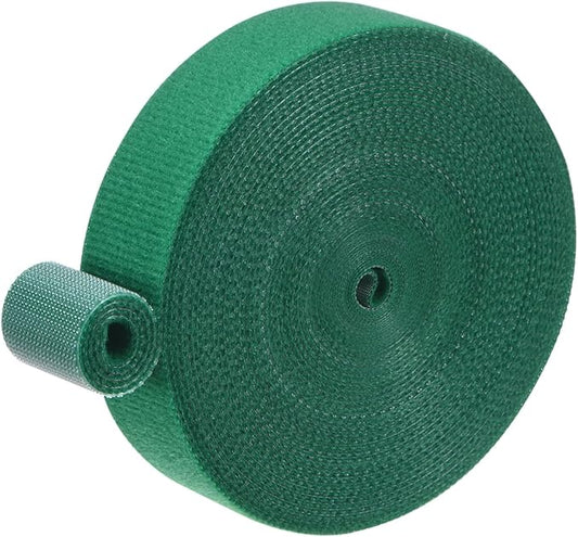 1-Roll Garden Plant Tape, 33 ft x 0.8 in Garden Hook and Loop Plant Ties Multi-Purpose Use Adjustable and Reusable Twist Wire Tape for Plants/Flowers/Vines [Green]