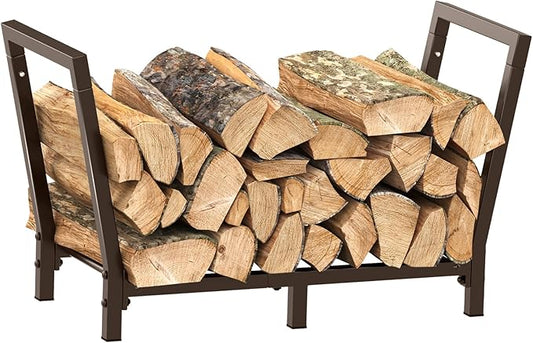 Minicloss 34 Inch Firewood Rack Outdoor Indoor, 2.7ft Wood Storage Rack Stand, Heavy Duty Fire Wood Holder for Fireplace（Bronze）