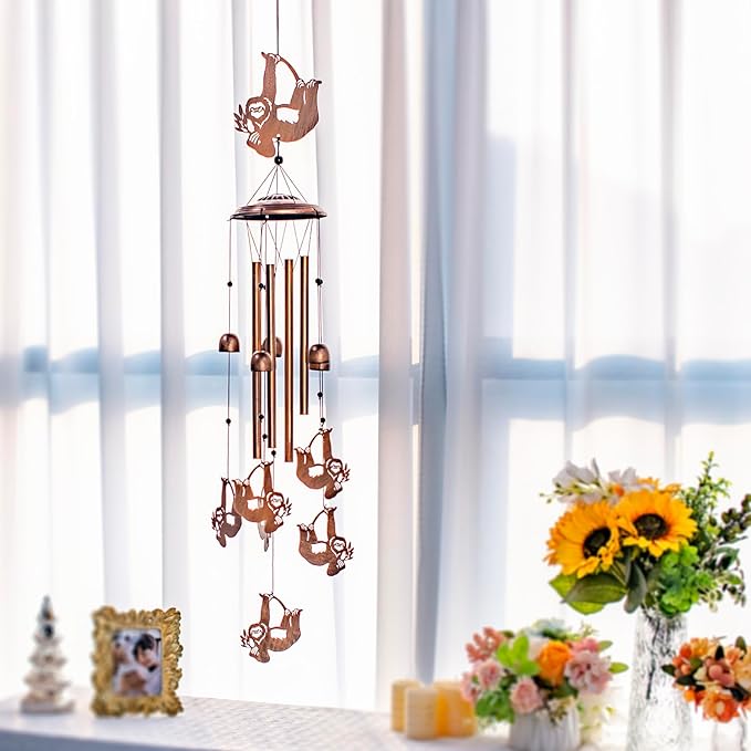 Sloth Wind Chimes for Outside,Sloth Gifts for Women Men/Memorial Gift/Sympathy Gift/Birthday Gifts Metal windchimes Outdoors/Indoors,Garden Decor,Patio,Home,Porch,Yard Decorations