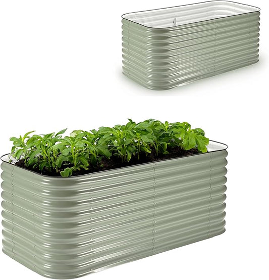 Epic Gardening 6-in-1 Modular Galvanized Raised Garden Bed Kit, 29" Tall Metal Planter Box, Durable Aluzinc Steel Raised Garden Bed Outdoor for Vegetables, Herbs, Flowers & Fruits - Medium Mist Green