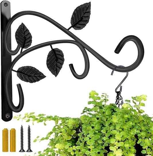 Hanging Plant Bracket, 12 Inch Wall Mount Hanger, Rust-Resistant Metal Plant Hanger for Flowers, Lanterns, Bird Feeders, Wind Chimes (Set of 1)