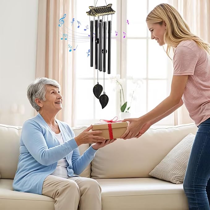 Carefree Fish Wind Chime Use Musical Wind Bell Tubes 31Inch Asian Style Family Love Garden Decor Japanese Cherry Blossom （Patent No.: US D1,104,819 S）